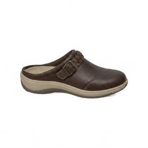 NEW ORTHOFEET women's irma leather slip on comfort clog in brown